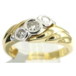 New old stock 18ct gold three stone diamond ring, fully hallmarked, size N, 4.4g, RRP £900. P&P