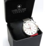 Boxed Swiss Military Hanowa chronograph gents wristwatch, working at lotting. P&P Group 1 (£14+VAT