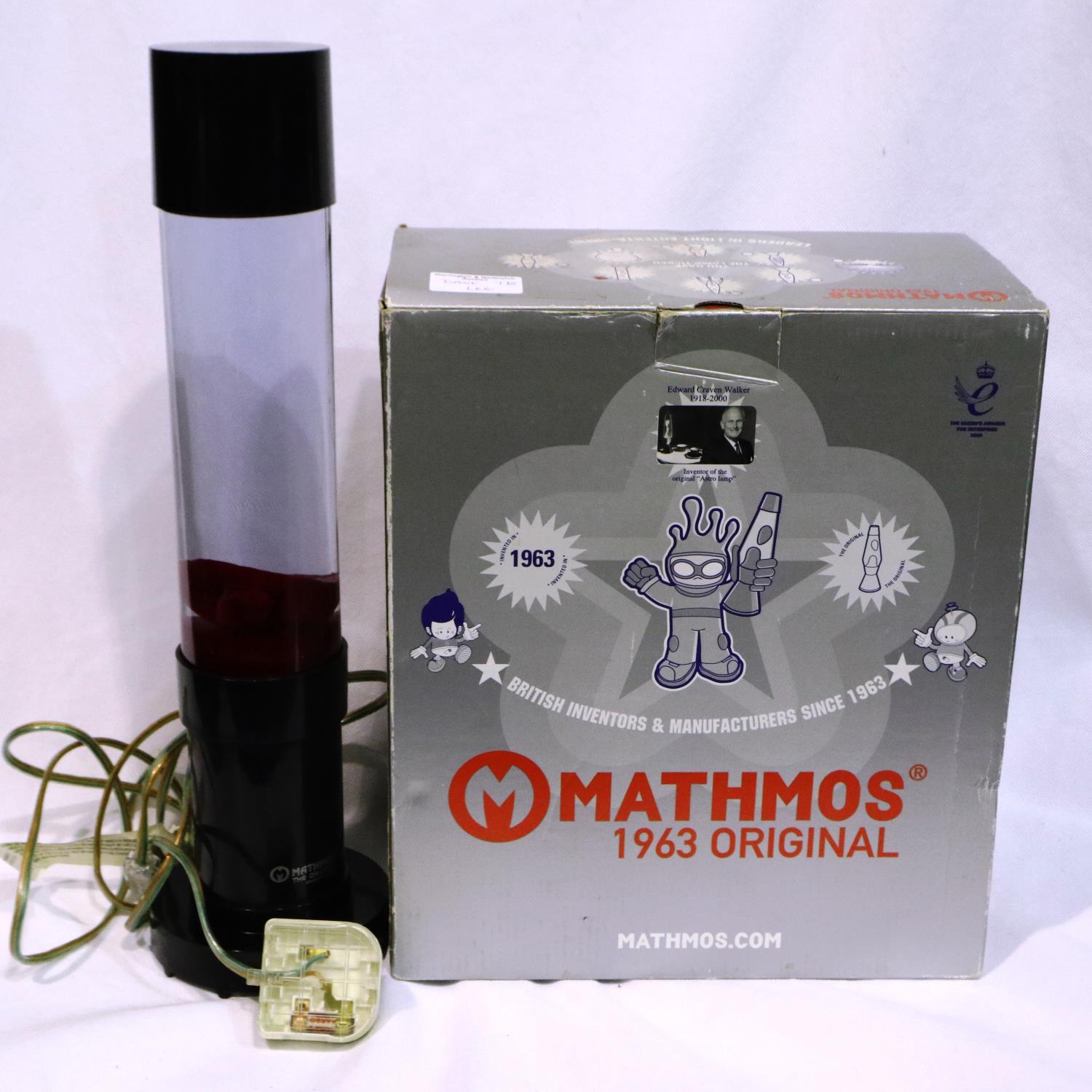 Boxed Mathmos 1963 original lava lamp, H: 41 cm. All electrical items in this lot have been PAT
