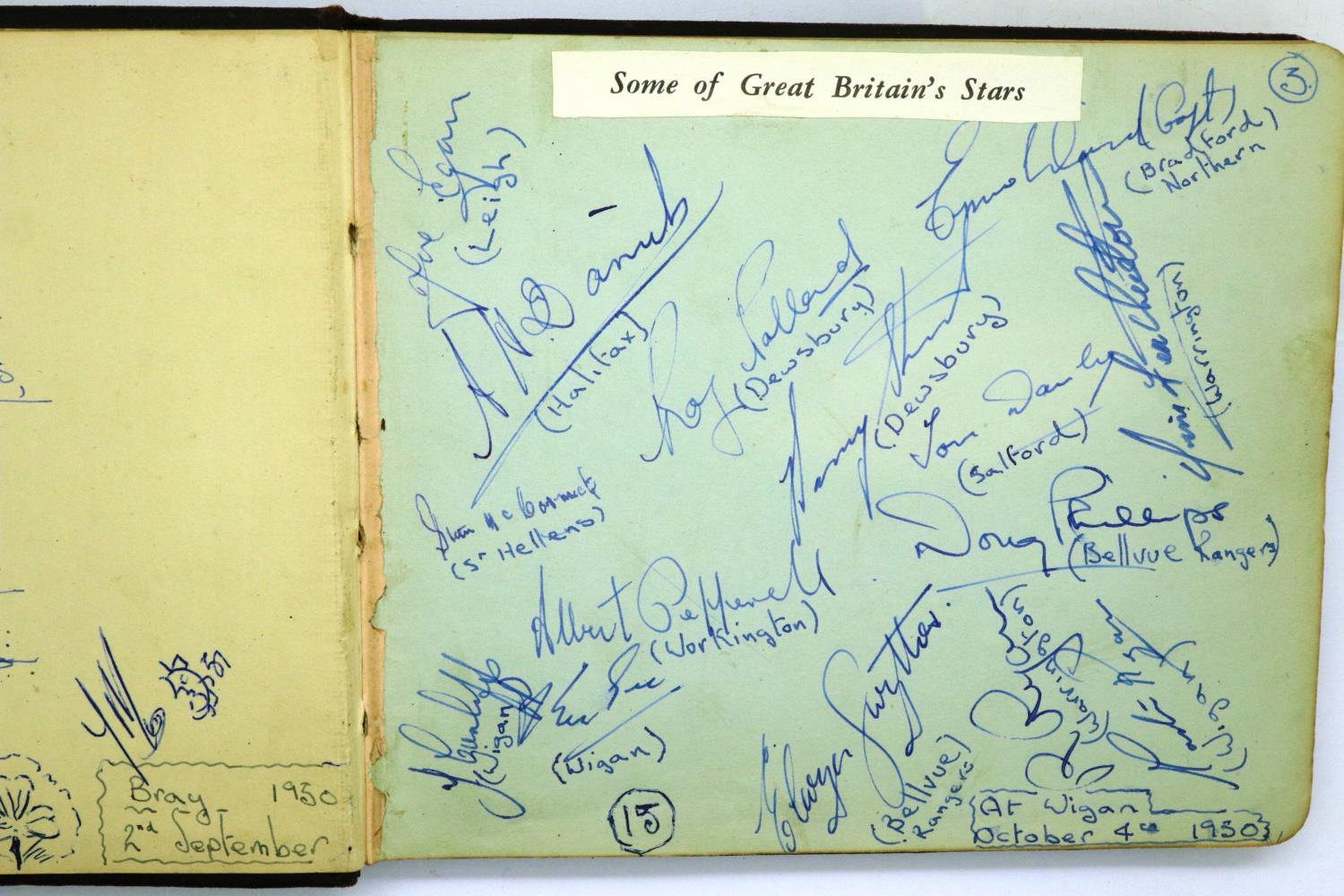 1950/51 Rugby League autograph album, mostly single signed pages to include Warrington, Salford, - Image 3 of 3