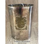 SILVER HALF PINT MUG DATED 1911, 9.5CM HIGH, APPROX 212G