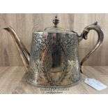 ANTIQUE E.P.N.S SILVER TEAPOT, 17CM HIGH, APPROX 713G