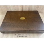 ANTIQUE WOODEN CUTTLERY BOX, 35 X 25 X 6CM