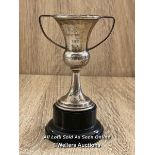 A SMALL SILVER TROPHY, F.W.W SWIMMING GALA 1936, 11CM HIGH