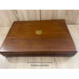 ANTIQUE WOODEN CUTTLERY BOX, 35 X 25.5 X 5.5CM