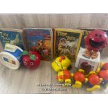 ASSORTED CLASSIC INFANT TOYS WITH FOUR TINY TOTS ANNUALS AND A BOXED MR MEN RADIO