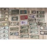 ASSORTED NON-UK BANK NOTES INCLUDING U.S. DOLLAR BILLS, GERMANY 10000 REICHSBANKNOTE DATED 1922