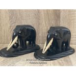 PAIR OF ANTIQUE ELEPHANTS, 7CM HIGH