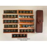 CASE OF 11 GLASS SLIDES, SOME ORIENTAL