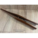 LARGE PAIR OF WOODEN TONGS, 31CM LONG