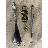 VINTAGE SHOE HORN, DOOR KNOCKER AND PROPELLING PENCIL