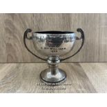 SILVER TROPHY. BELFAST & DISTRICT MOTORCYCLE CLUB 1936, APPROX 87G, 8.5CM HIGH