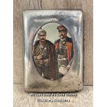 METAL CIGARETTE / CIGAR CASE DECORATED WITH A PICTURE OF KAISER WILHELM II AND FIELD MARSHAL