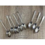 EIGHT SILVER TEASPOONS WITH INTIALS, TOTAL WEIGHT APPROX 81.2G