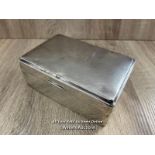 SILVER BOX WITH WOODEN INTERIOR, 13 X 5 X 9CM