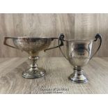 TWO SILVER TROPHIES - BURKE CUP SIERRA LEONE 1923, 7.5CM HIGH, APPROX 45G AND BLANKENEY CHALLENGE