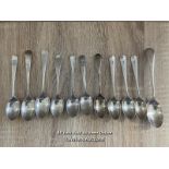 ELEVEN SILVER TEASPOONS , TOTAL WEIGHT APPROX 156.9G