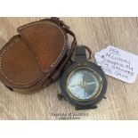 MILITAR COMPASS BY J.H STEWARD WITH LEATHER CASE, MISSING THE NEEDLE