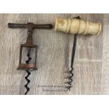 TWO ANTIQUE CORKSCREWS