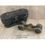 PAIR OF SMALL BRASS OPERA GLASSES WITH CASE