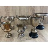SIX SILVER TROPHY CUPS DATED 1930'S ONWARDS