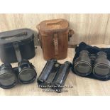 THREE PAIRS OF VINTAGE & WARTIME BINOCULARS INCLUDING ROSS LONDON