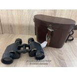 VINTAGE U.S. ARMY WOLLENSAK 6X30 BINOCULARS SN: 23592 WITH LEATHER CASE