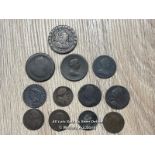 SELECTION OF TWELVE VERY OLD COINS, TOTAL WEIGHT APPROX 134G