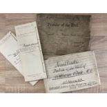 THREE ANTIQUE DOCUMENTS; WILL OF SIR JAMES KNOWLES AND APPOINTMENT 1904 & 1920, PROBATE OF THE