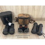 THREE PAIRS OF VINTAGE BINOCULARS TWO WITH CASES