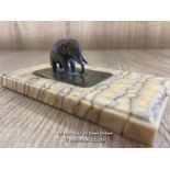 WHITE METAL ELEPHANT ON STAND (PART SILVER)