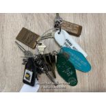 LARGE BUNCH OF KEYS WITH TAGS INCLUDING DISNEYLAND HOTEL ANAHEIM CALIFORNIA