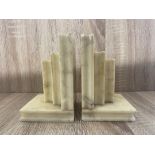 PAIR OF ALABASTER BOOKENDS, 14CM HIGH