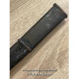 OLD LEATHER SCABBARD WITH THE INITIALS LG 85CM LONG