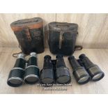 THREE PAIRS OF VINTAGE BINOCULARS INCLUDING JUMELLE MARINE