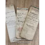 THREE LEGAL DOCUMENTS: MORTGAGE 1896, SETTLEMENT OF MARRIAGE 1883, CONVEYANCE 1818
