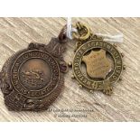 TWO MEDALS DATED 1909 FOR SWIMMING & MUSIC, TOTAL WEIGHT APPROX 29G
