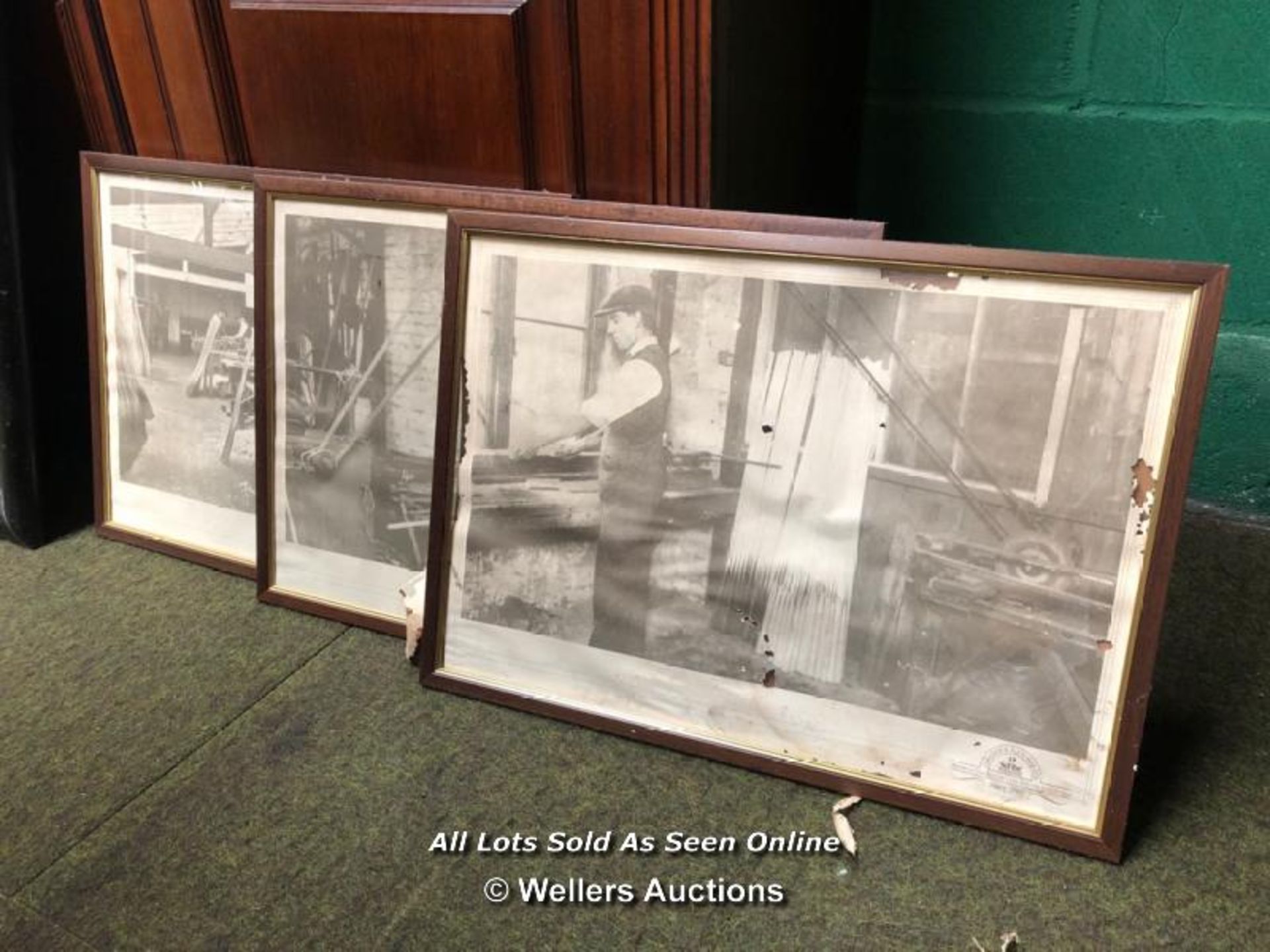 X3 PERADON & FLETCHER LTD. FRAMED IMAGES DEPICTING BILLIARDS MANUFACTURING, 63CM (W) X 45CM (H)