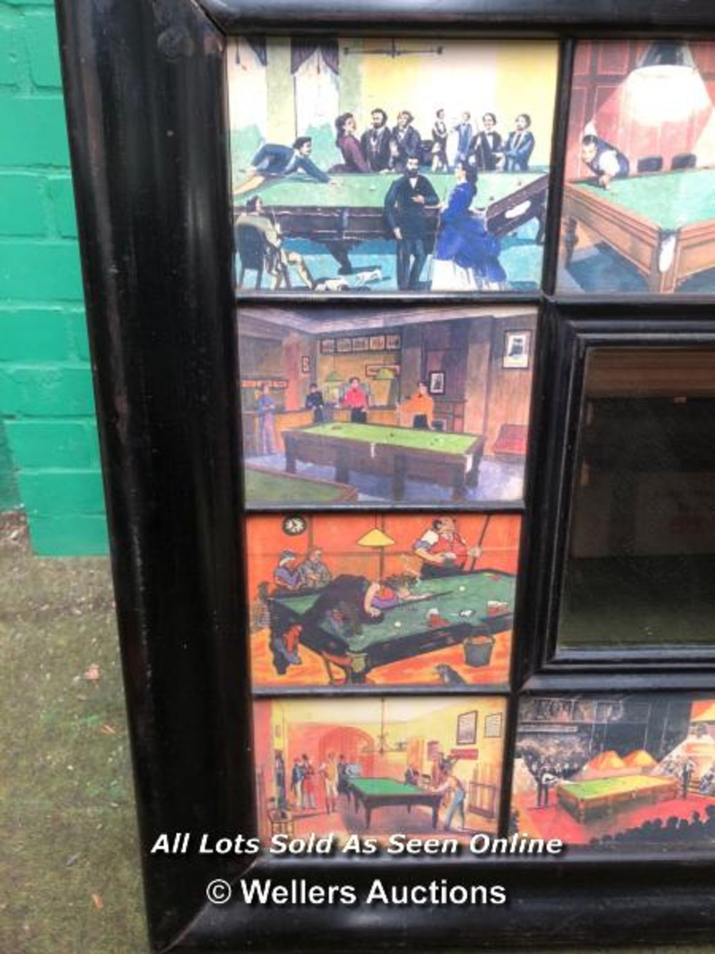 COLLECTION OF CERAMIC PANELS OF BILLIARD SCENES, IN A HEAVY WOODEN FRAME, A POSSIBLY UNIQUE & - Image 3 of 5