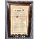 "THE RULES OF THE GAME OF SNOOKER" FRAMED RULES IN HANGING PICTURE FRAME, AUTHORISED BY THE