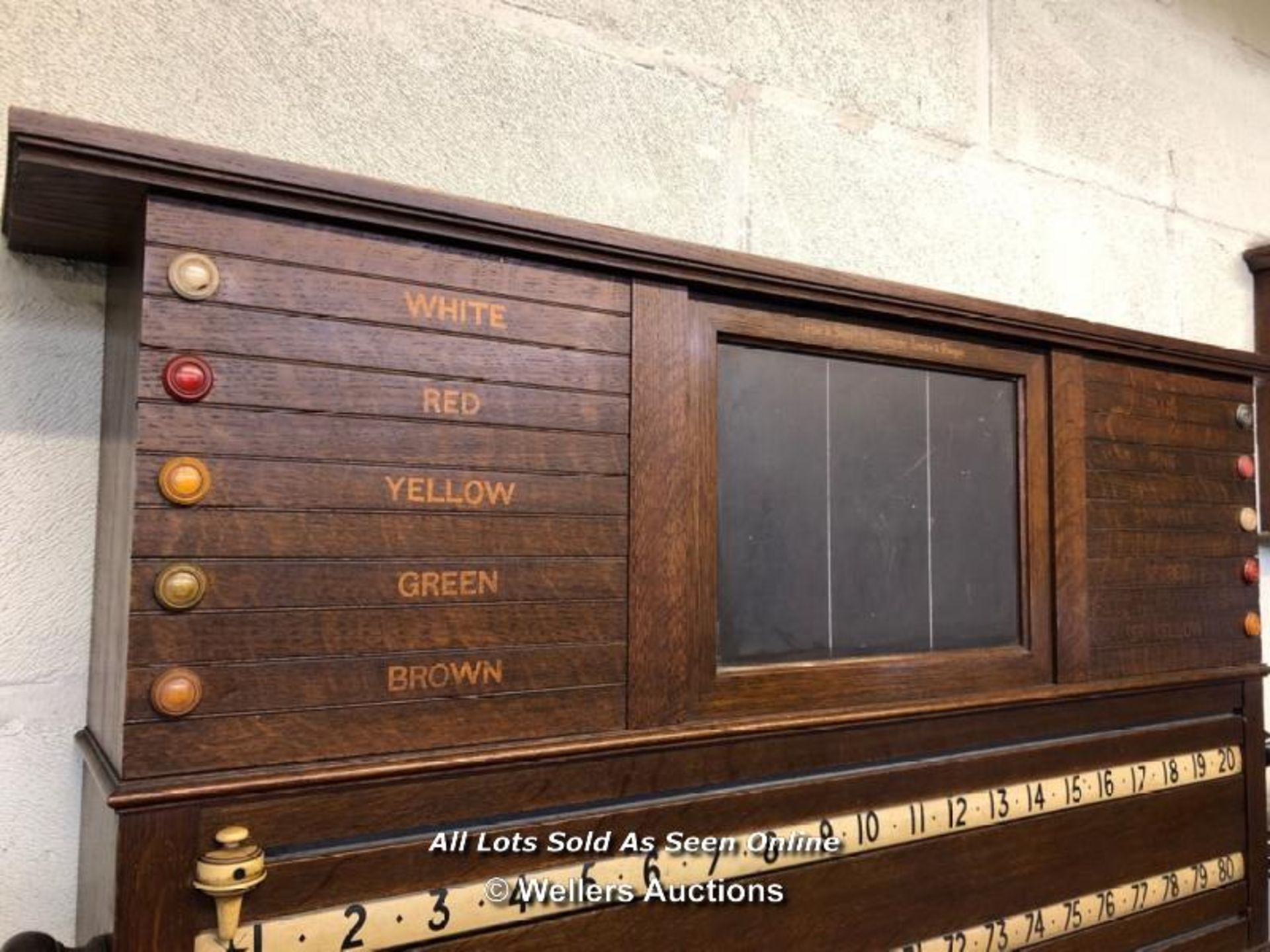 ORME & SONS OAK BILLIARD LIFE POOL ROLLER, MANCHESTER C.1890, BILLIARD / LIFE POOL ROLLER SCOREBOARD - Image 4 of 5