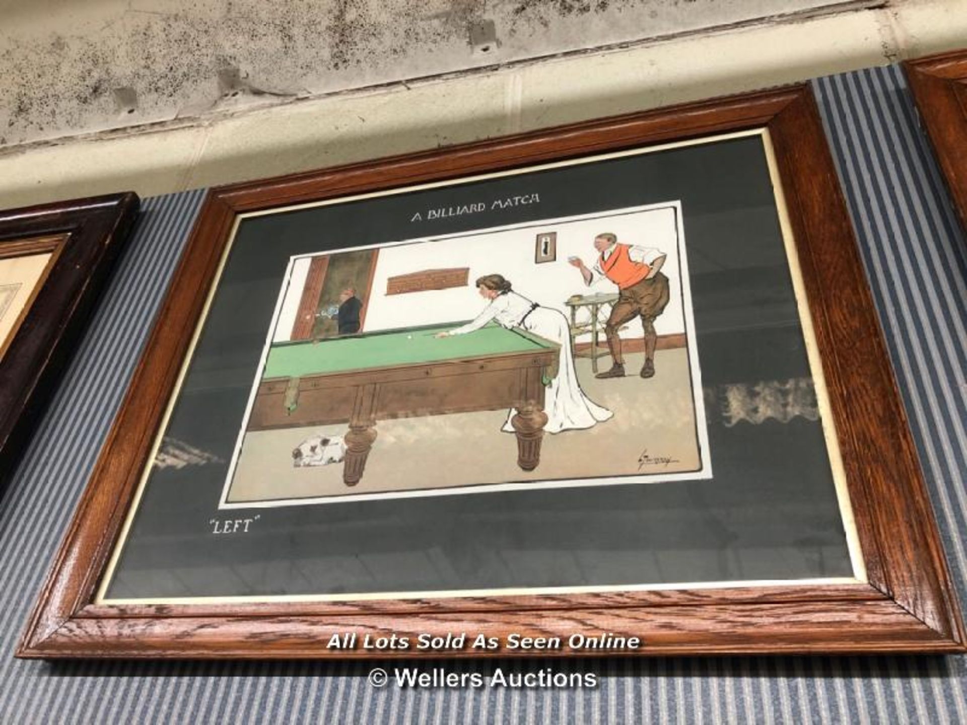 X4 BILLIARD THEMED FRAMED ARTWORK 'A BILLIARD MATCH' INC. "LEFT", "KISSING", "SNOOKERED" AND "THE - Image 4 of 5