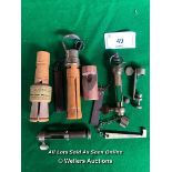 ASSORTED CUE TIPPERS INCLUDING ORME & SONS, SOME OF WHICH ARE BRASS AND SOME SPRING LOADED