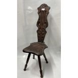 CARVED SPINNER'S CHAIR