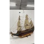 MODEL GUN BOAT, VICTORY STYLE, SEPARATE STAND, APPROX 100CM