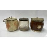 LOCKE & CO WORCESTER BISCUIT BARREL, OTHER EXAMPLES IN OAK AND GLASS