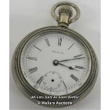 WALTHAM,MECHANICAL POCKET WATCH,WHITE ROMAN DIAL,SUB SECONDS HAND MISSING,REQUIRES RESTORATION