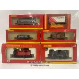 BOXED HORNBY MODEL TRAINS INCL. R2264 SOUTHERN 0-4-0T "9", R.455 TANK LOCOMOTIVE, R.017 FLAT WAGON