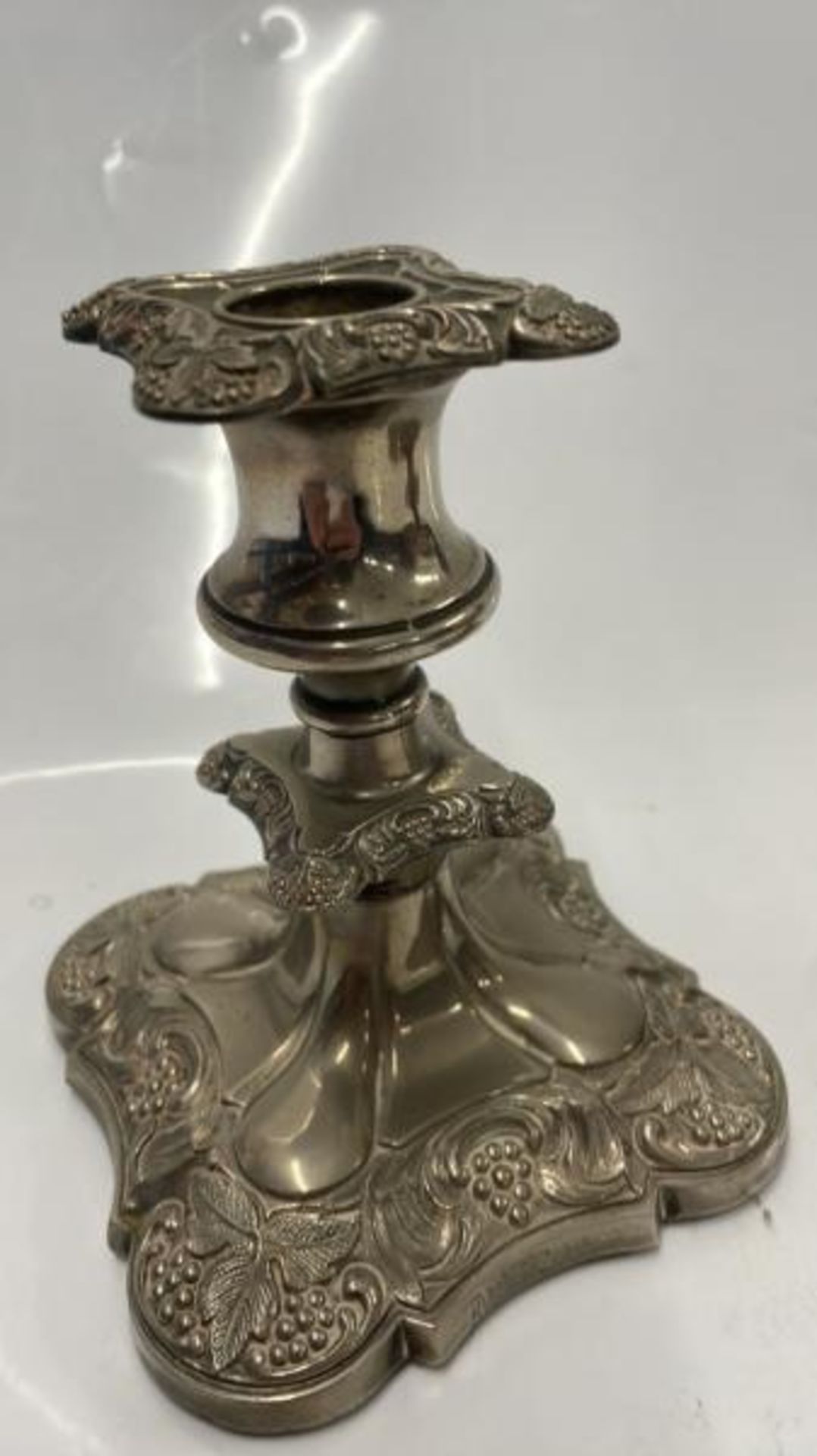 PAIR OF DWARF SILVER PLATED CANDLESTICKS, 14CM - Image 2 of 4