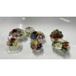 SEVEN COALPORT AND AYNSLEY PORCELAIN FLOWER ARRANGEMENTS